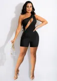 Sexy One Shoulder Sleeveless Zipper Romper ME-8119