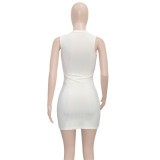 Solid Ribbed Knit Sleeveless Slim Mini Dress SH-390321