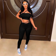 Solid Cami Top High Waist Pants 2 Piece Sets ME-8121