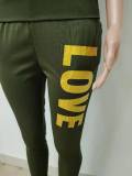 Plus Size Lettter Print Two Piece Pants Sets LSD-88055