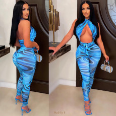 Sexy Printed Hollow Out Jumpsuit ME-8110