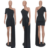 Solid Sexy One Shoulder Mini Dress YD-8621