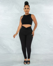 Solid Tank Top High Waist Pants 2 Piece Sets ME-8115