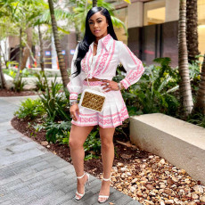 Casual Printed Long Sleeve Shirt And Shorts Sets SFY-2175