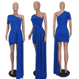 Solid Sexy One Shoulder Mini Dress YD-8621