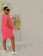 Plus Size Solid Pockets Casual Dress YH-5264