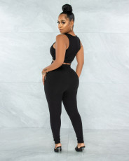 Solid Tank Top High Waist Pants 2 Piece Sets ME-8115