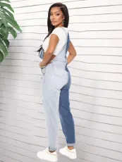 Plus Size Denim Strap Jeans Jumpsuit LX-5523