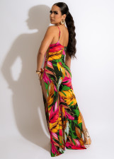 Sexy Printed Split Leg Sling Jumpsuit NIK-313