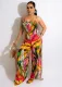 Sexy Printed Split Leg Sling Jumpsuit NIK-313