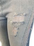 Plus Size Denim Ripped Hole Jeans Pants LX-5518