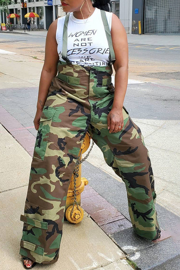 Camo Print Strap Jumpsuit MK-3097