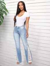 Plus Size Denim Ripped Hole Jeans Pants LX-5518