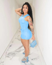 Solid Sleeveless Bodysuit+Shorts 2 Piece Sets ORY-5230