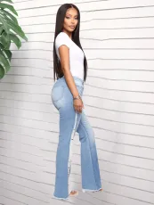 Plus Size Denim Ripped Hole Jeans Pants LX-5518