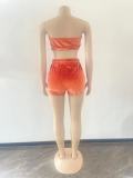 Sexy Velvet Tube Top And Shorts 2 Piece Sets OSM-3339
