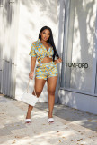Casual Printed Shirt Shorts Two Piece Sets CM-8618