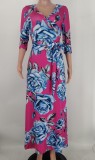 Plus Size Floral Print V Neck High Waist Maxi Dress XMY-9364
