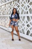 Casual Printed Shirt Shorts Two Piece Sets CM-8618