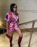 Casual Printed Shirt Shorts Two Piece Sets CM-8618