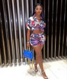 Casual Printed Shirt Shorts Two Piece Sets CM-8618
