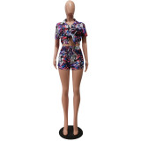 Casual Printed Shirt Shorts Two Piece Sets CM-8618