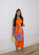 Sexy Printed Strapless Maxi Dress MXDF-6106