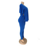 Solid Split V Neck T Shirt And Pants 2 Piece Sets AIL-AL210