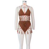 Sexy Crochet Tassel Hollow Bikini Two Piece Sets ZSD-Z0105