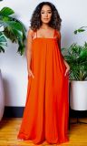 Solid Sleeveless Strap Loose Jumpsuit MXDF-6105