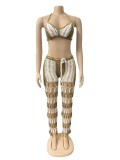 Sexy Crochet Hollow Out Two Piece Pants Sets OSM-4359