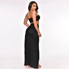 Sexy Tube Top Split Maxi Skirt Two Piece Sets YF-10107