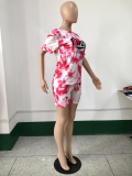 Pink Letter Print Casual Two Piece Short Sets YNSF-1635