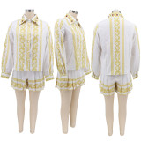 Casual Printed Long Sleeve Shirt And Shorts Sets SFY-2175