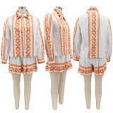 Casual Printed Long Sleeve Shirt And Shorts Sets SFY-2175