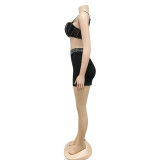 Sexy Hot Drilling Tank Shorts Two Piece Sets BY-5676