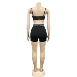 Sexy Hot Drilling Tank Shorts Two Piece Sets BY-5676