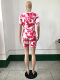 Pink Letter Print Casual Two Piece Short Sets YNSF-1635
