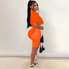 Solid Short Sleeve Mesh Shorts Two Piece Sets WSM-5318