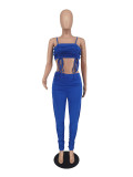 Plus Size Solid Ruched Two Piece Pants Sets ZDF-31211