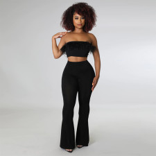 Solid High Waist Flared Pants SH-390324