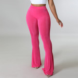 Solid High Waist Flared Pants SH-390324