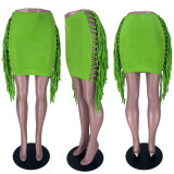Solid Tassel Slim Mini Skirt MDF-5323