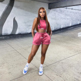 Casual Sleeveless Two Piece Shorts Sets WSM-5319