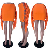 Solid Tassel Slim Mini Skirt MDF-5323