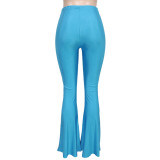 Solid High Waist Flared Pants SH-390324
