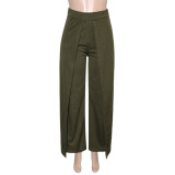 Solid High Waist Flared Pants SH-390323