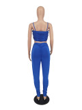 Plus Size Solid Ruched Two Piece Pants Sets ZDF-31211