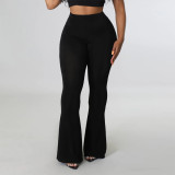 Solid High Waist Flared Pants SH-390324