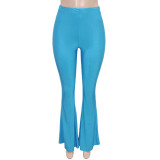 Solid High Waist Flared Pants SH-390324